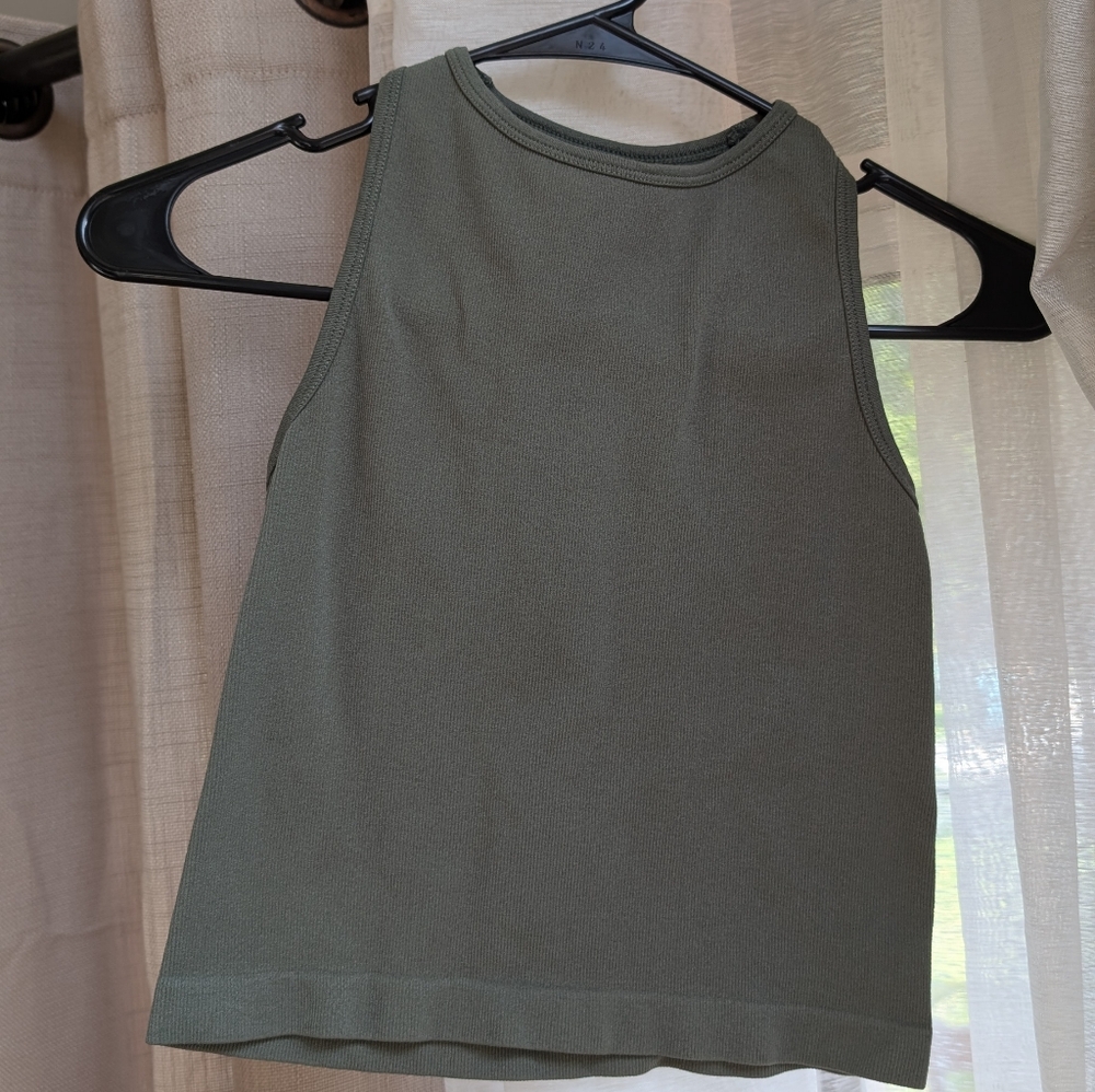 DISCONTINUED Free People Green Fitted Crop Tank Top